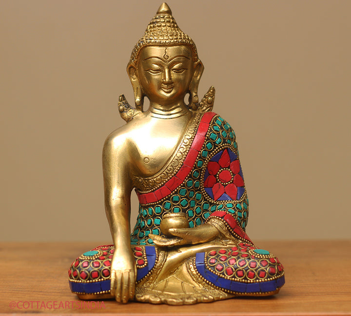 Brass Buddha Stonework 8"