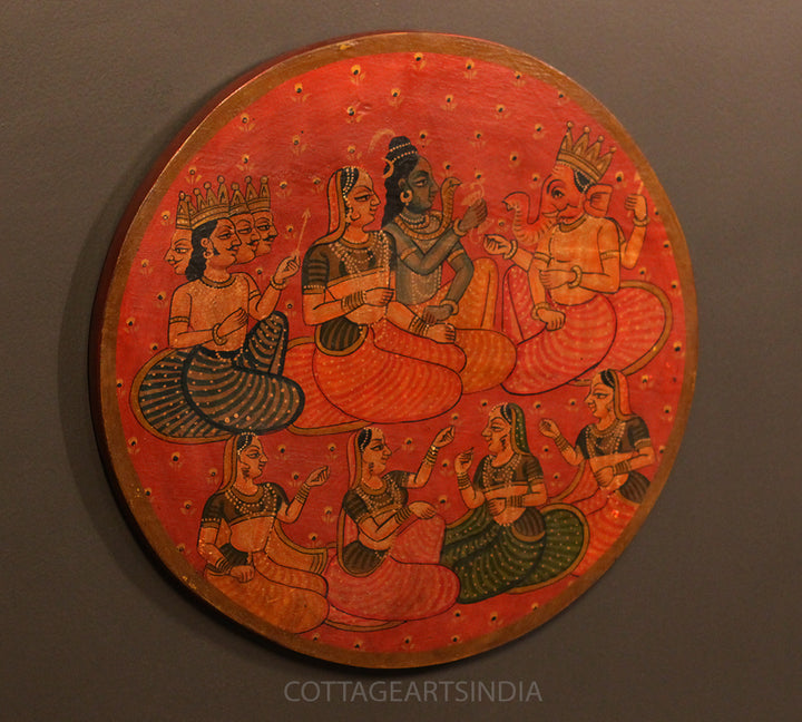 Miniature Painting on Wood - Shiva Family