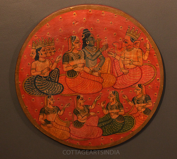 Miniature Painting on Wood - Shiva Family