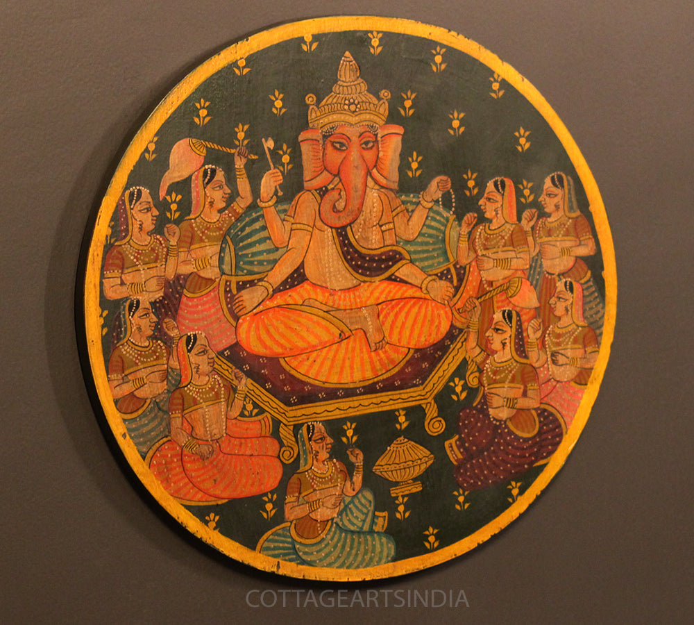 Miniature Painting on Wood - Ganeshji