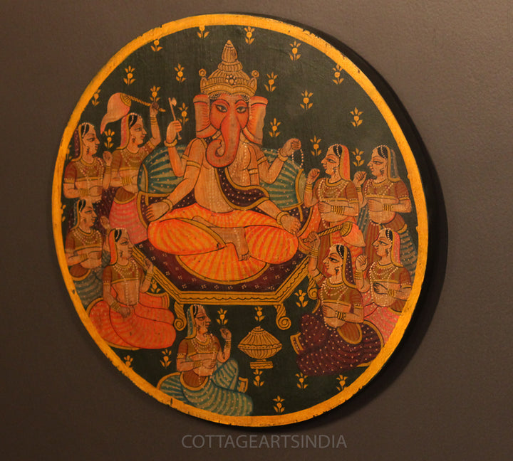 Miniature Painting on Wood - Ganeshji