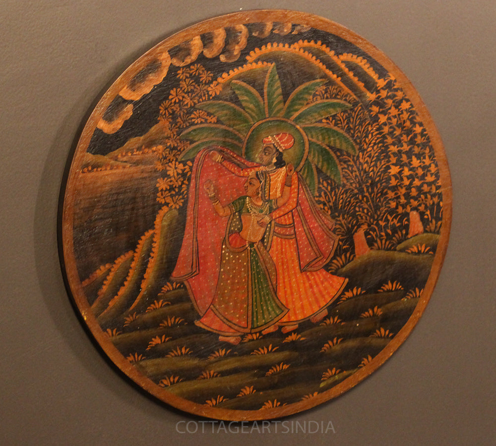 Miniature Painting on Wood - Radha Krishna