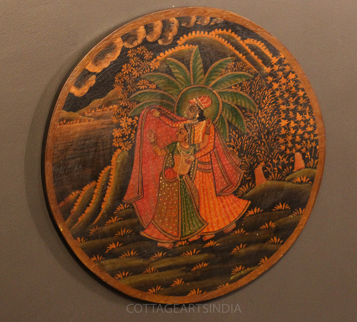 Miniature Painting on Wood - Radha Krishna