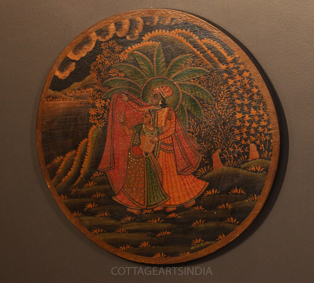 Miniature Painting on Wood - Radha Krishna