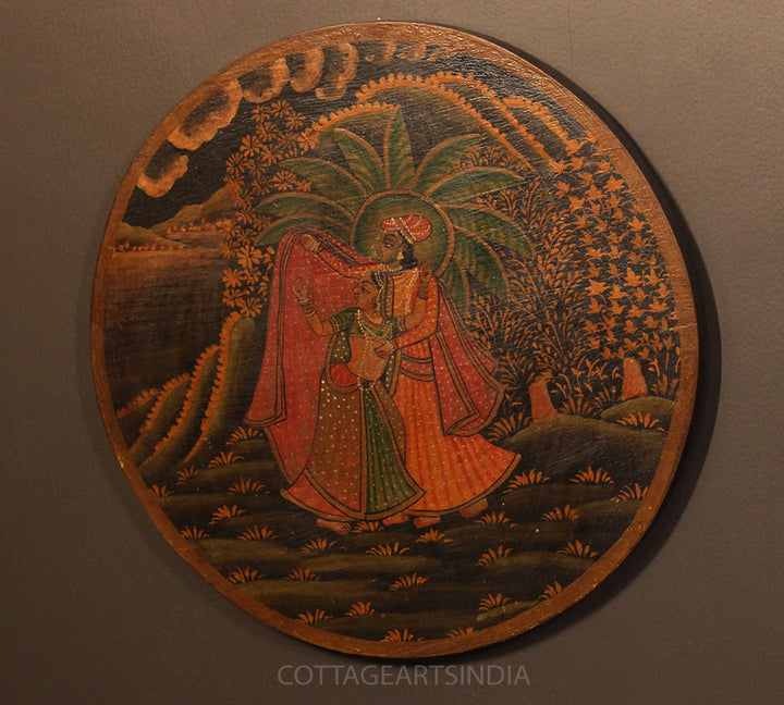 Miniature Painting on Wood - Radha Krishna