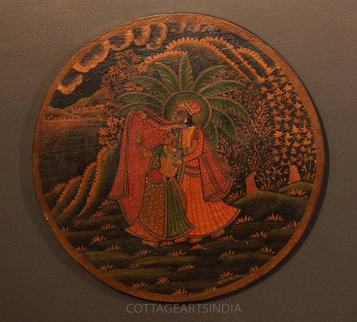 Miniature Painting on Wood - Radha Krishna
