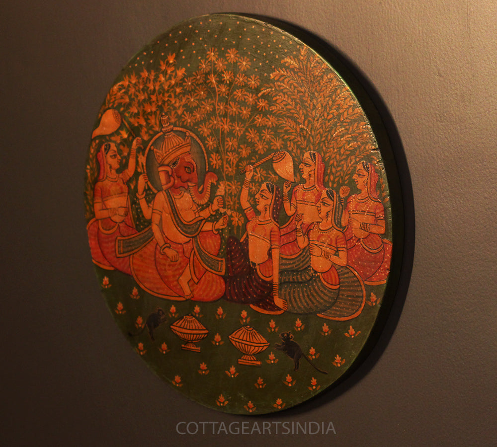 Miniature Painting on Wood - Ganeshji