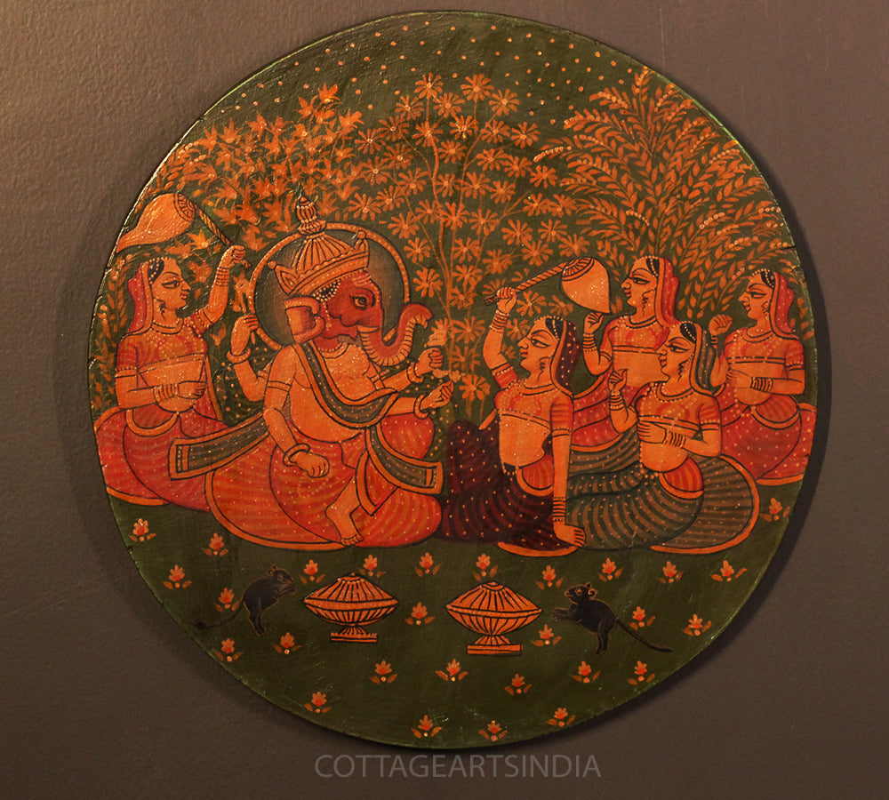 Miniature Painting on Wood - Ganeshji
