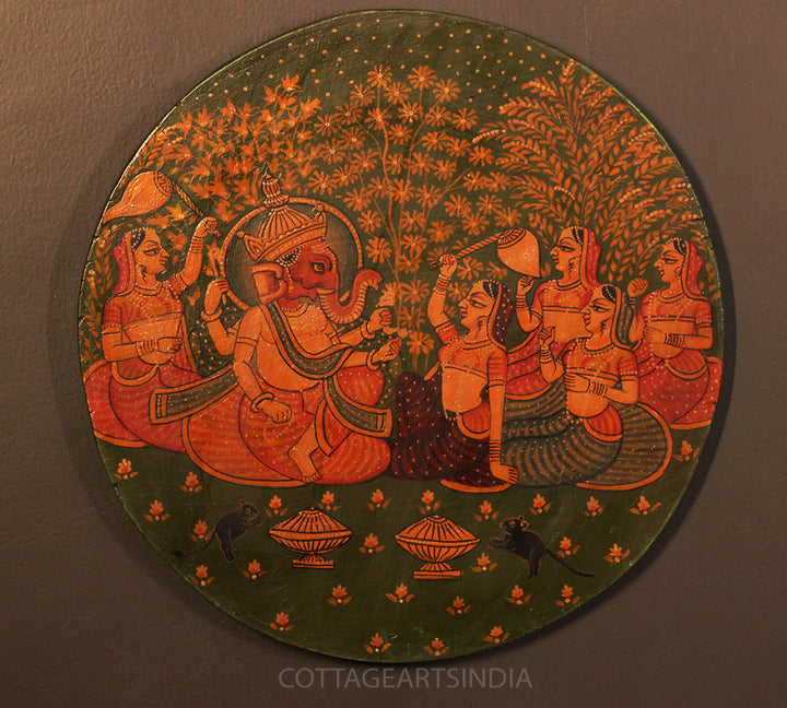 Miniature Painting on Wood - Ganeshji