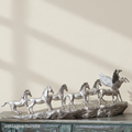 Silver Plated Brass 7 Horse Statue | Vastu Horse Sculpture for Home Décor