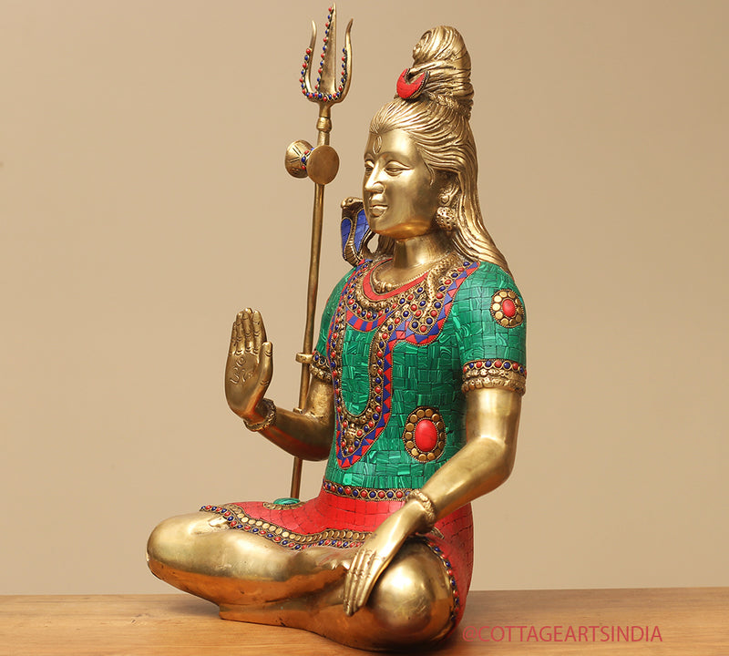 Brass Shiva Sitting Stonework