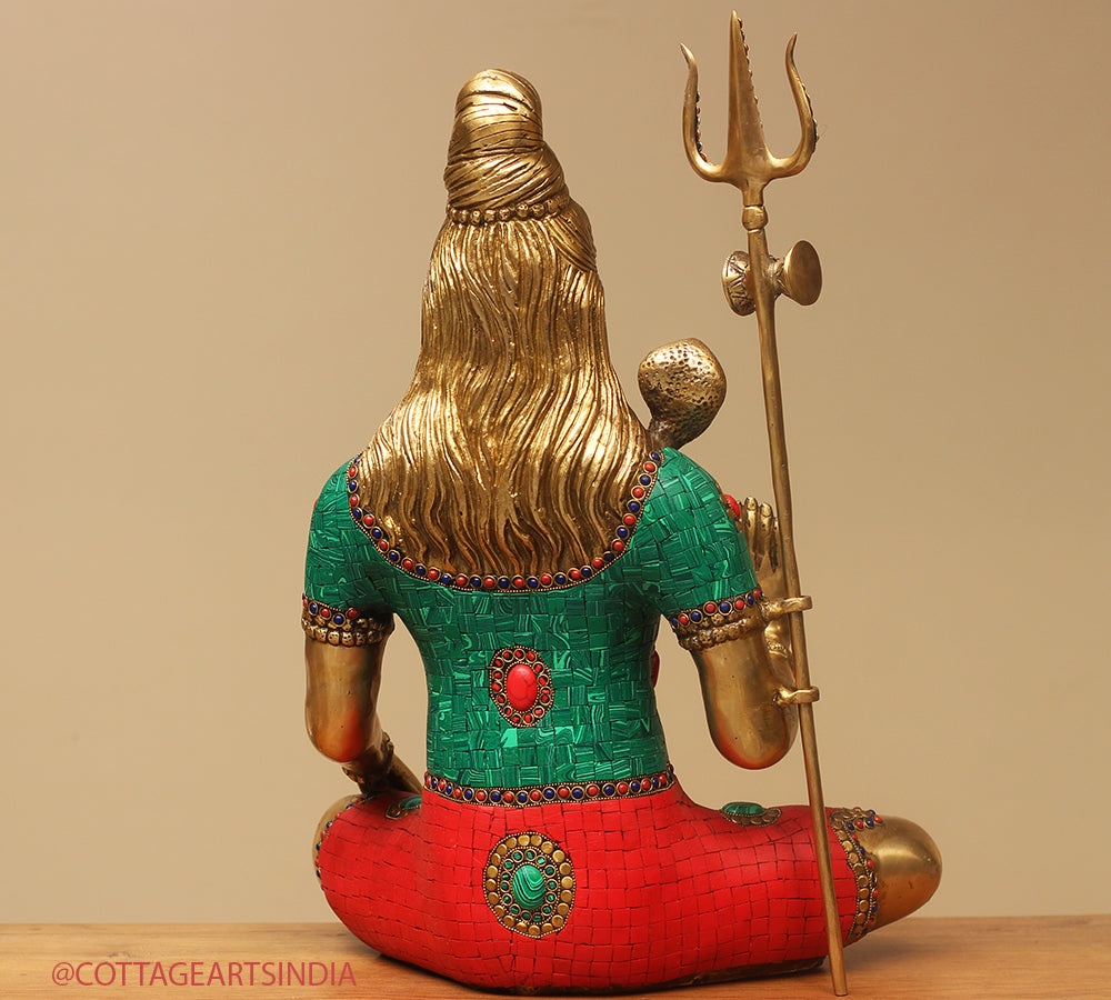 Brass Shiva Sitting Stonework
