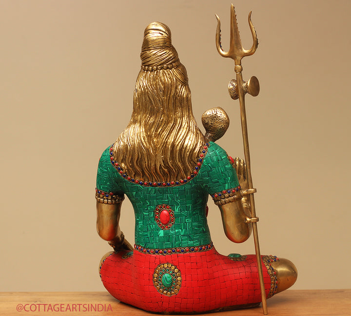 Brass Shiva Sitting Stonework
