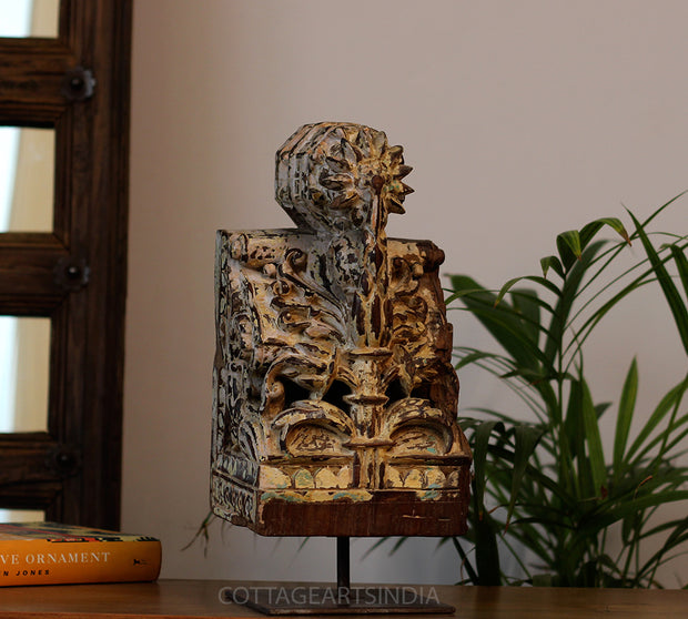 Vintage Hand-Carved Teak Wood Bracket Sculpture | Heritage Décor
