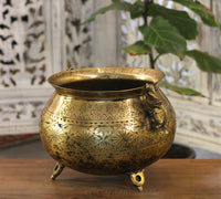 Brass Vintage Carved Planter