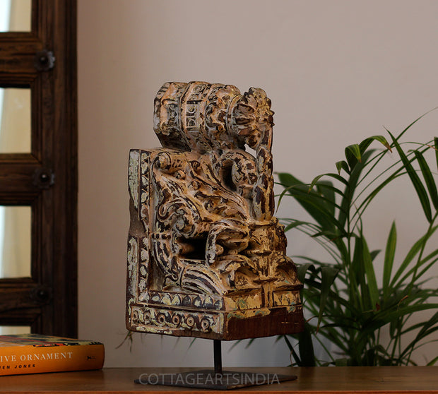 Vintage Hand-Carved Teak Wood Bracket Sculpture | Heritage Décor