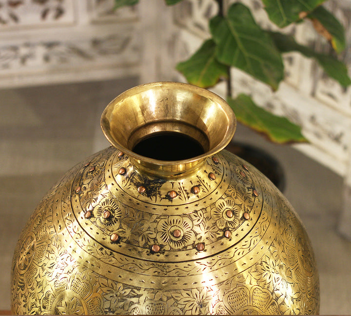 Brass Vintage Carved Planter