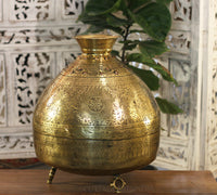 Brass Vintage Carved Planter