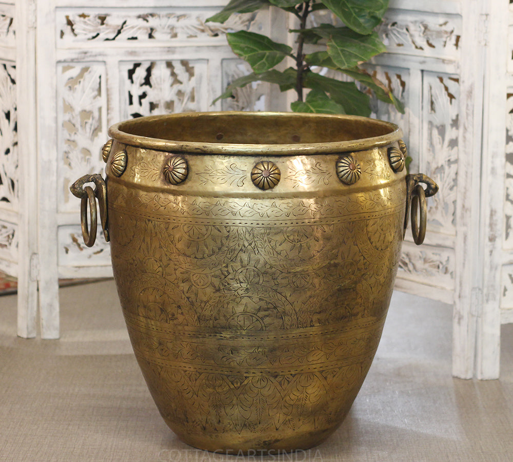 Brass Vintage Fine Carving Planter