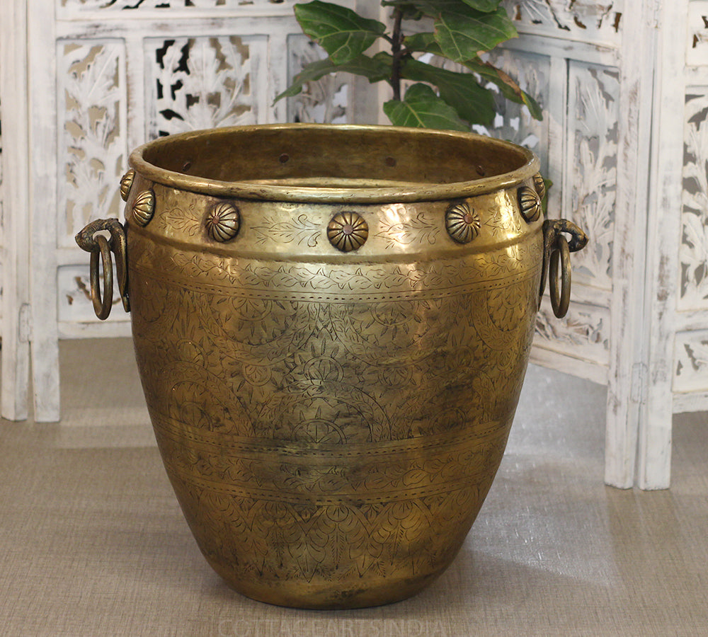 Brass Vintage Fine Carving Planter
