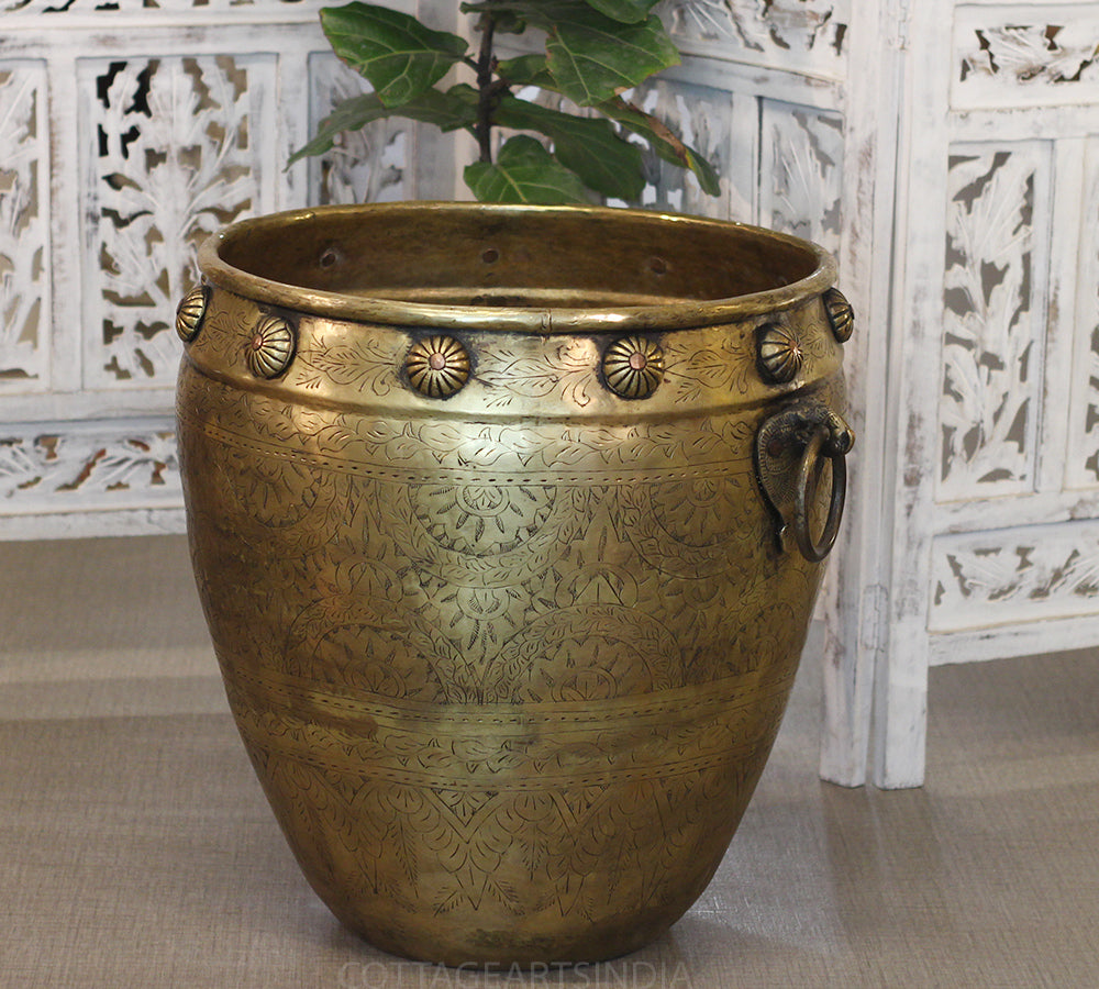 Brass Vintage Fine Carving Planter