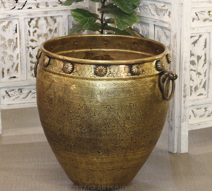 Brass Vintage Fine Carving Planter