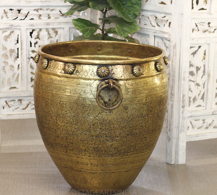 Brass Vintage Fine Carving Planter