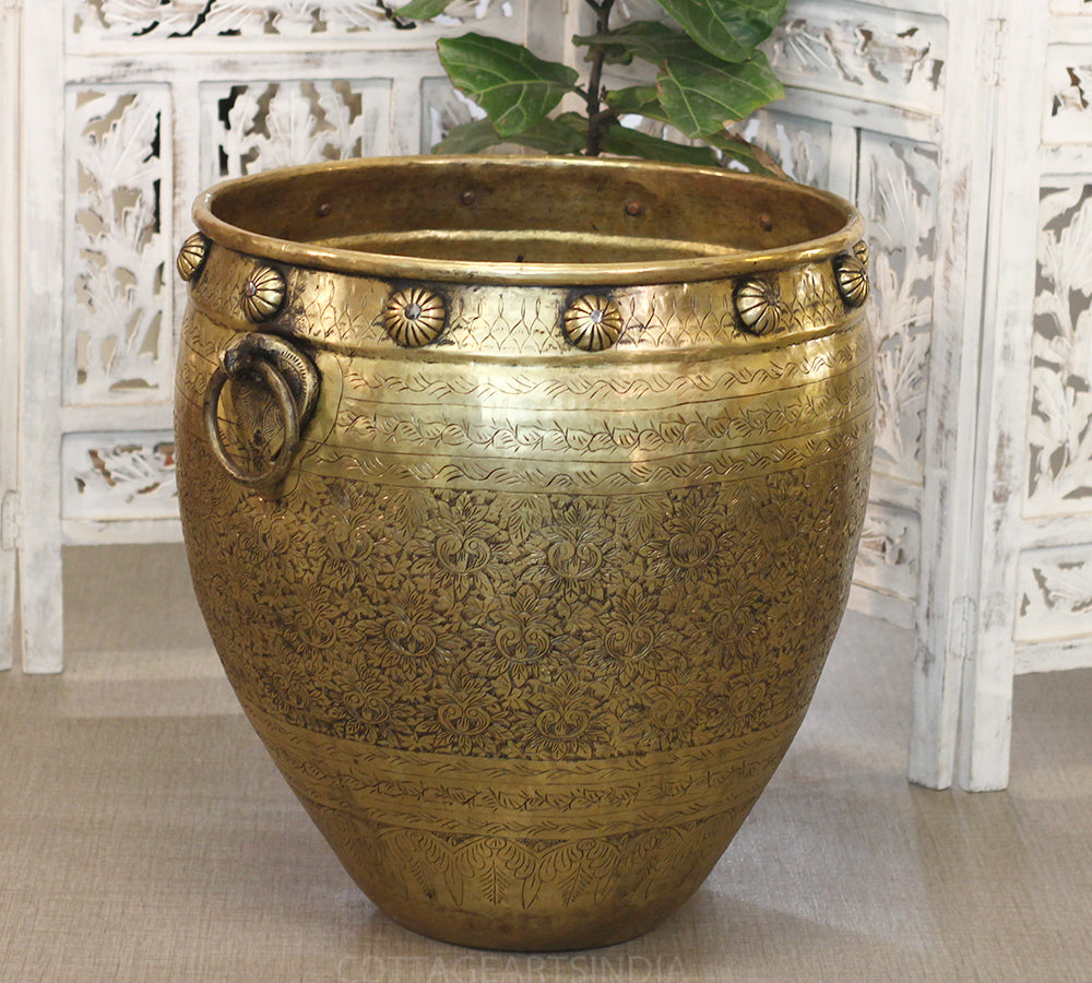 Brass Vintage Fine Carving Planter