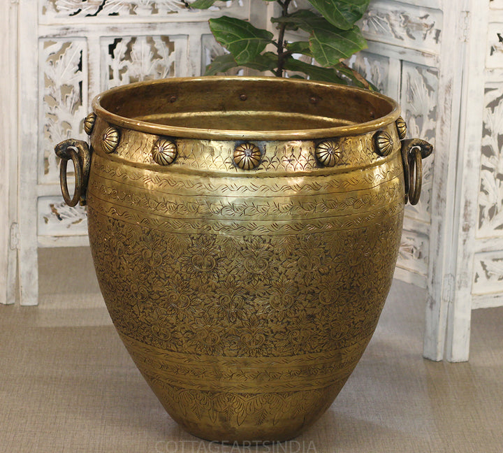 Brass Vintage Fine Carving Planter