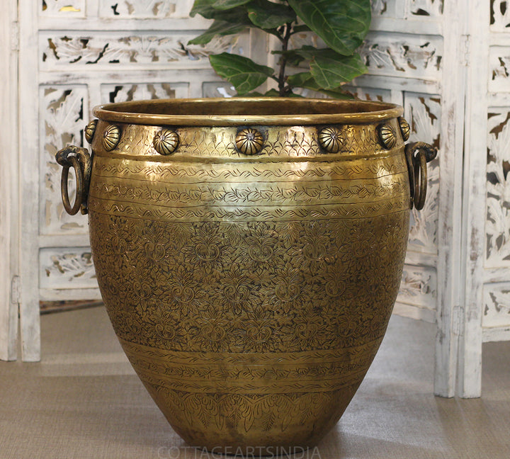 Brass Vintage Fine Carving Planter