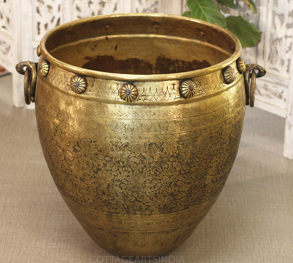 Brass Vintage Fine Carving Planter