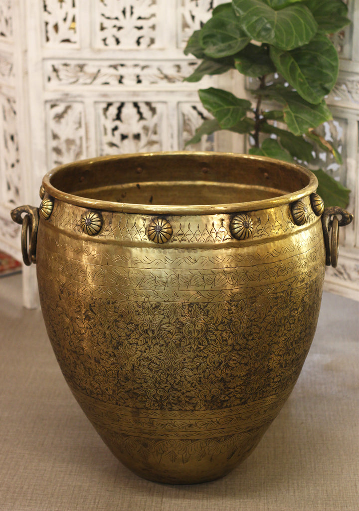 Brass Vintage Fine Carving Planter