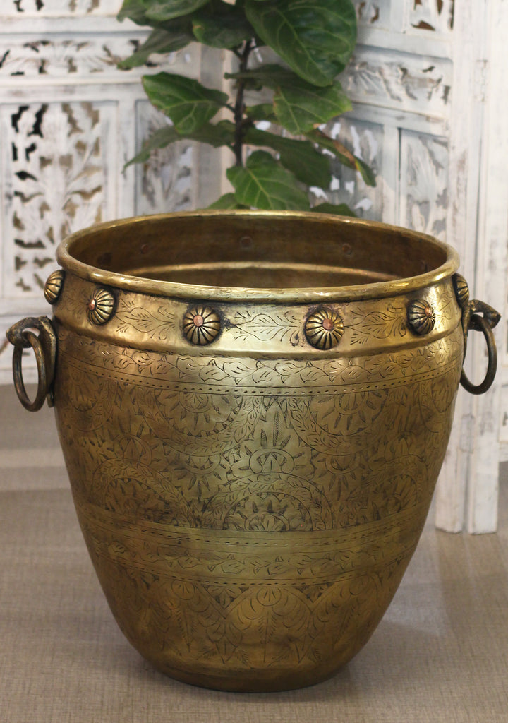 Brass Vintage Fine Carving Planter