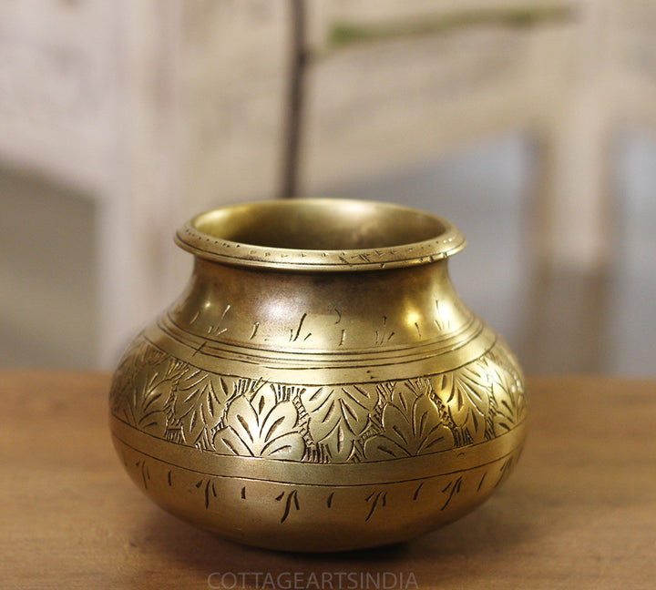 Brass Vintage Carved Planter