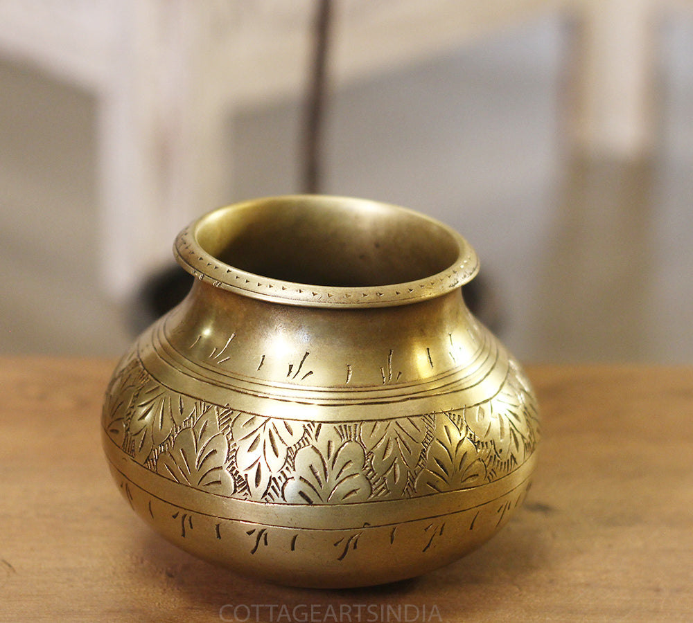 Brass Vintage Carved Planter