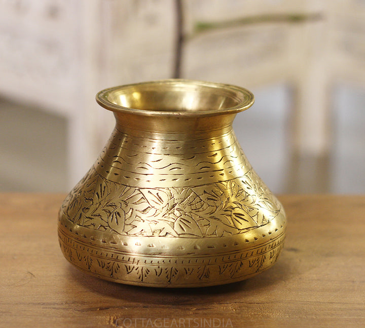 Brass Vintage Carved Planter