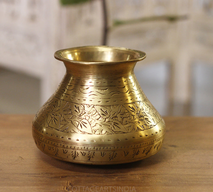 Brass Vintage Carved Planter