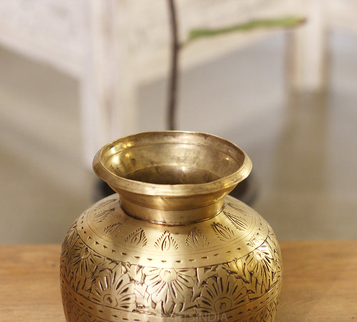 Brass Vintage Carved Planter