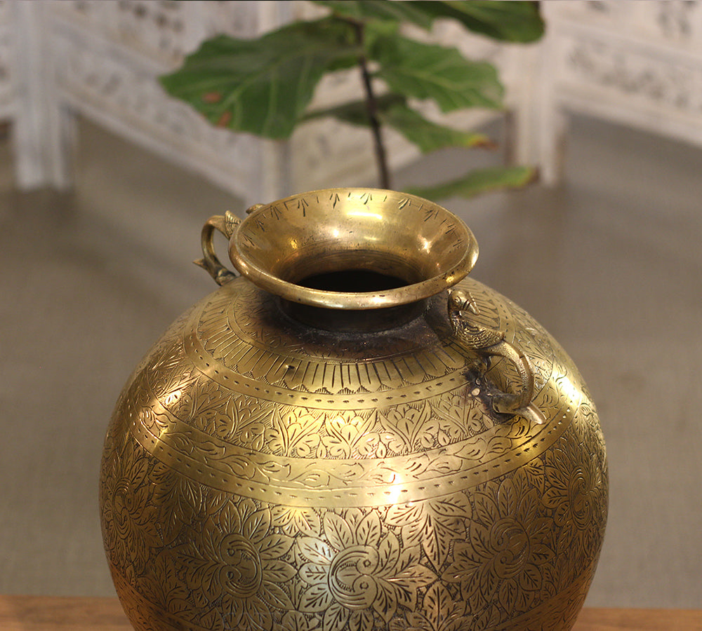 Brass Vintage Carved Planter