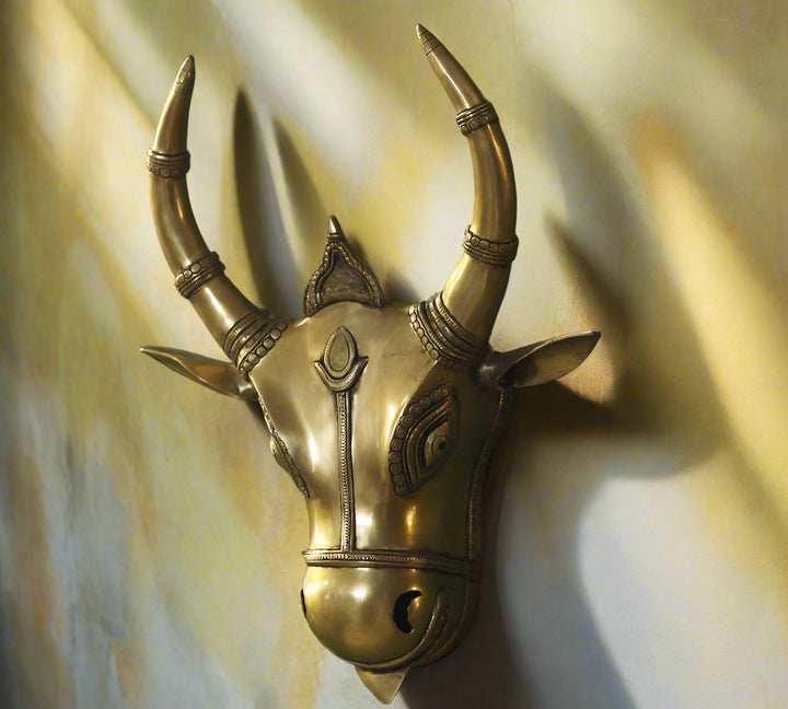 Brass Bull Head Fine Carving Wall Hanging