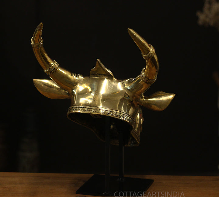 Brass Bull Head On Stand