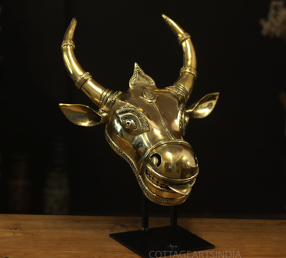 Brass Bull Head On Stand