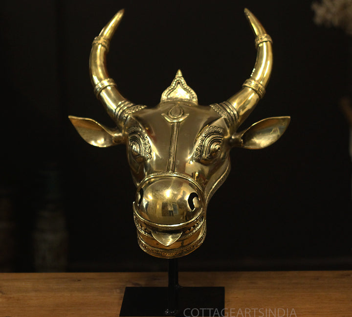 Brass Bull Head On Stand