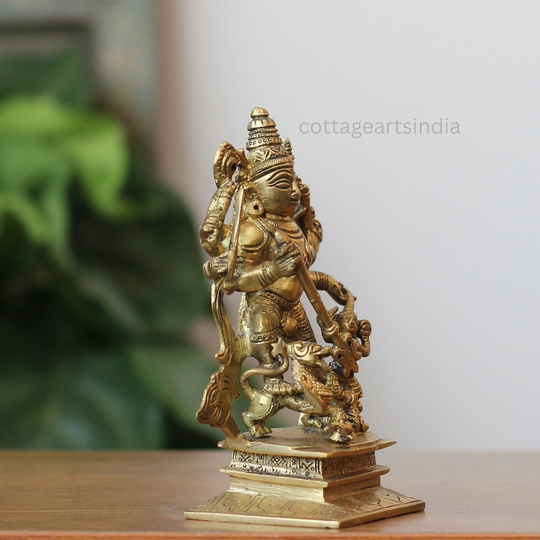 Handcrafted Brass Goddess Durga Mahishasuramardini Idol