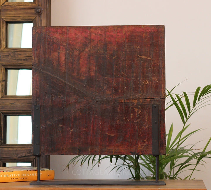 Vintage Tribal Teak Wood Carving Panel | Hand-Carved Folk Art Heritage Décor