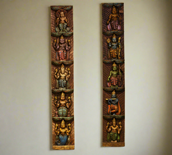 Wooden Wall Panel Dasavthar 36"-Set of 2