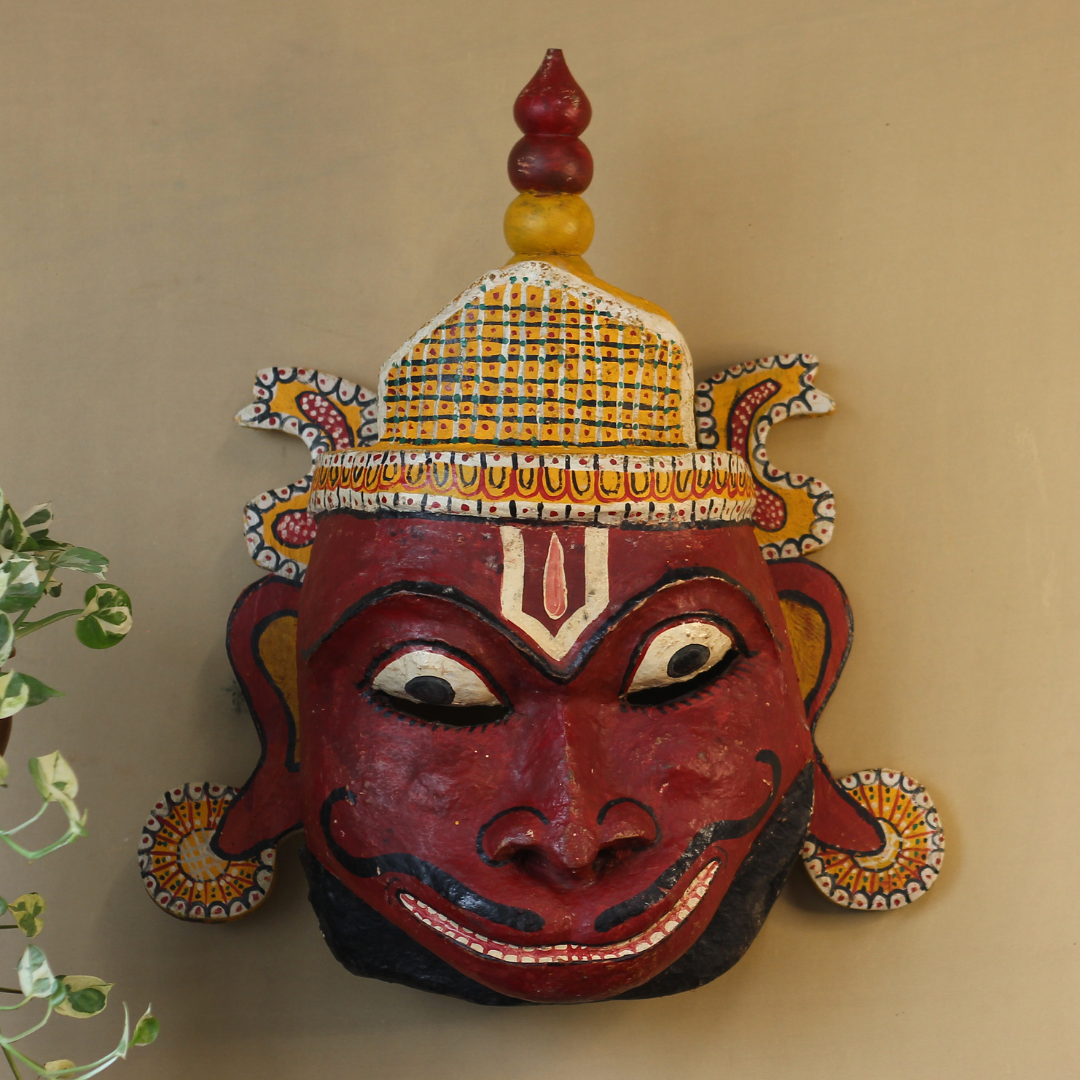 Vintage Odisha Wooden Folk Mask – Traditional Indian Folk Art