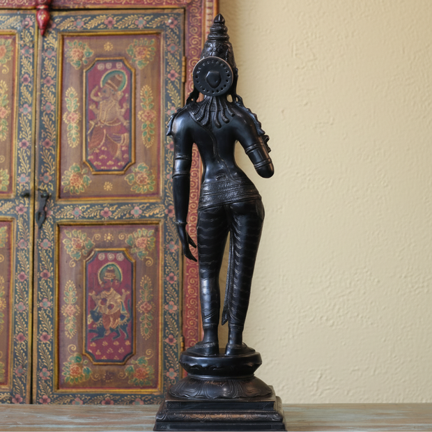 Handcrafted Uma Parvati Sculpture 27" | Chola Inspired South Indian Goddess Statue