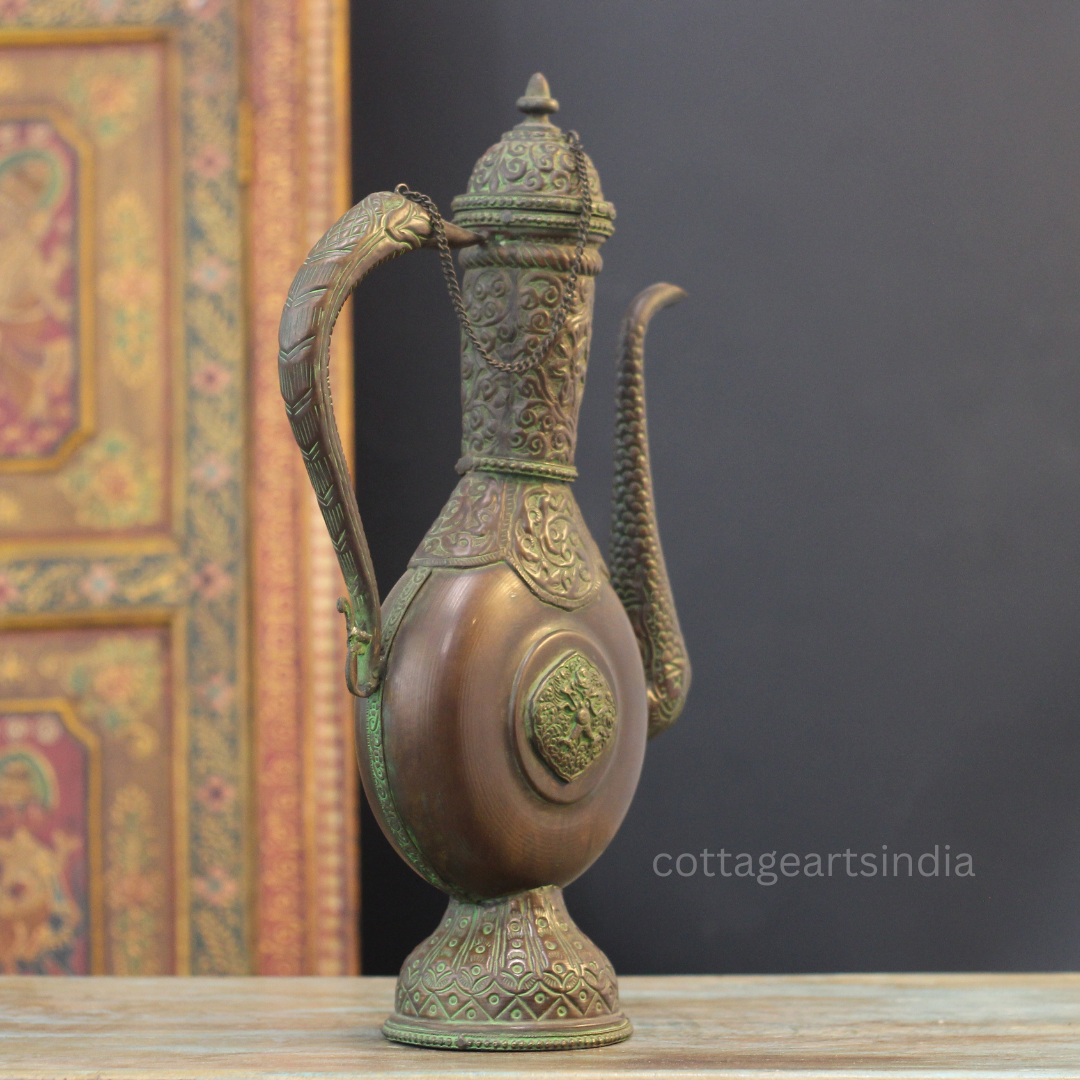 Handcrafted Tibetan Buddhist Ritual Ewer – Copper & Brass