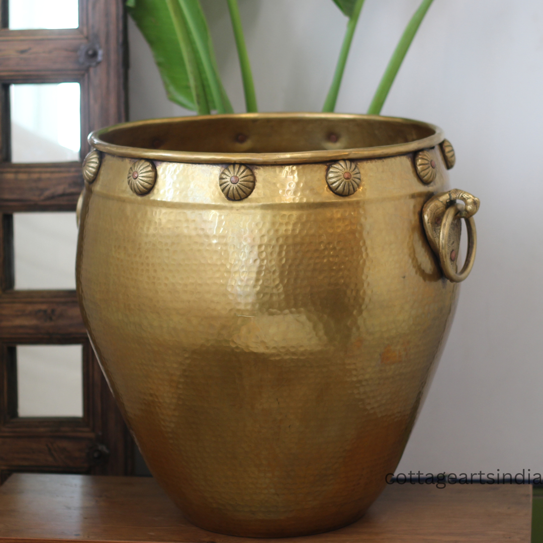 Brass Vintage Carved Planter